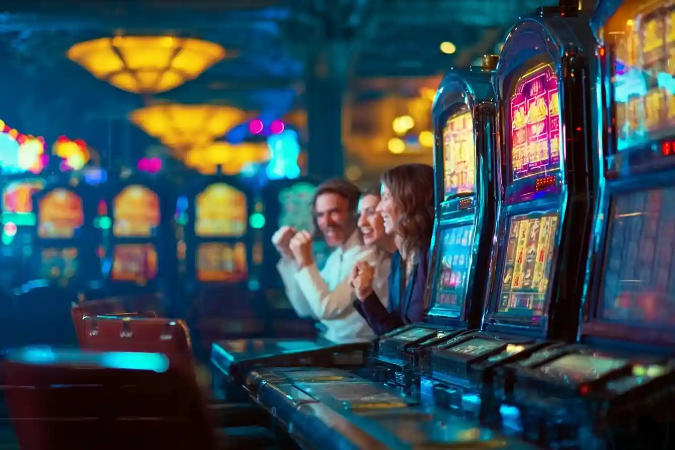 Mobile slots casino with various games displayed on a smartphone screen